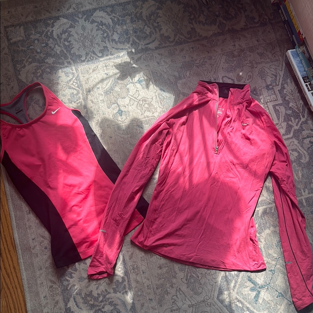 Lot of 2 Small Hot Pink Nike Dri-Fit Tops